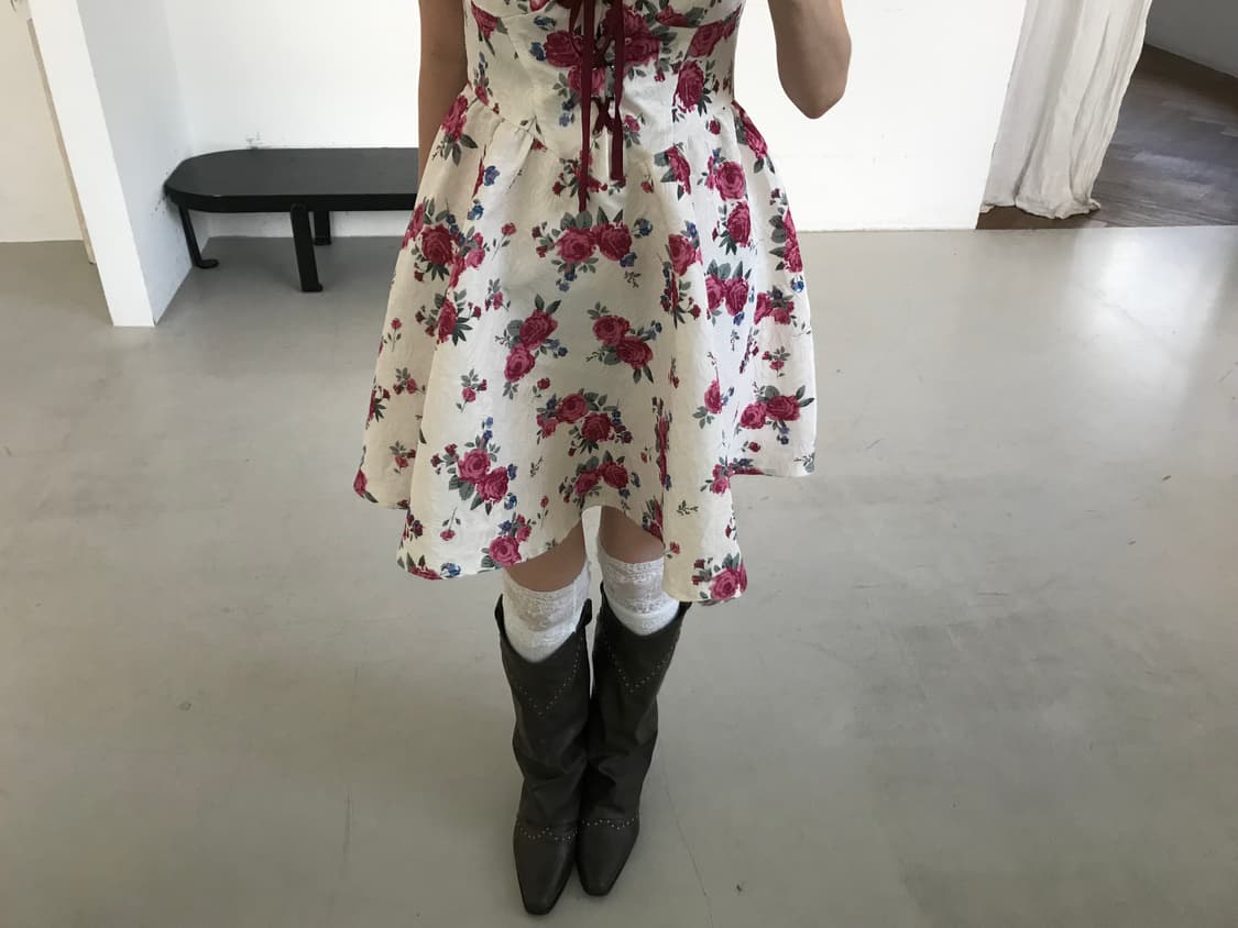 vintage rose pattern one-piece 상품이미지5