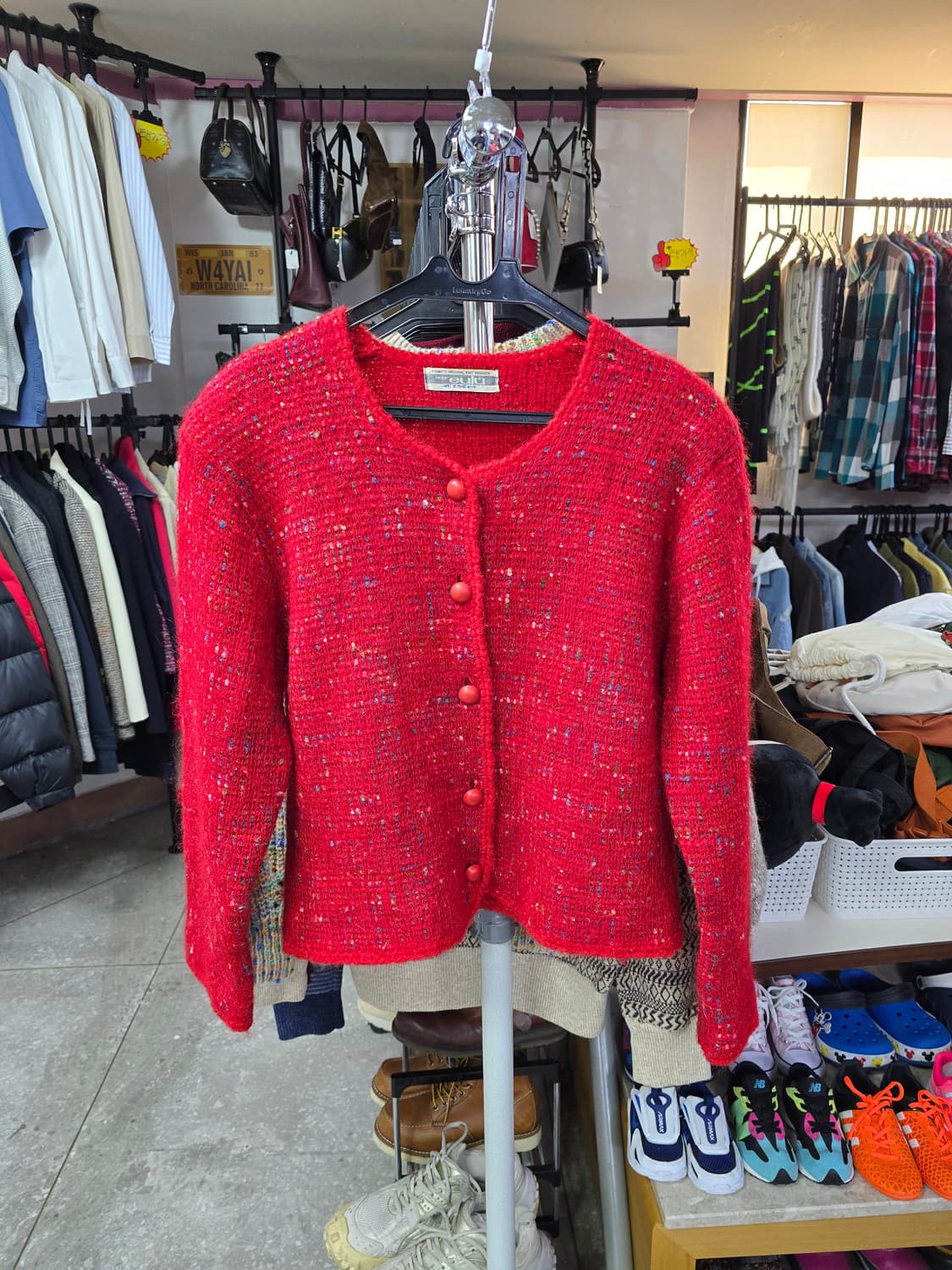 올리브 레드 트위드 가디건 (1255) 상품이미지1