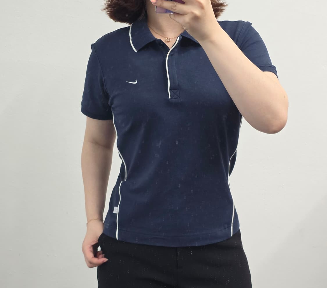 [프립]M/나이키 카라 반팔티 히든버튼 네이비 상품이미지2