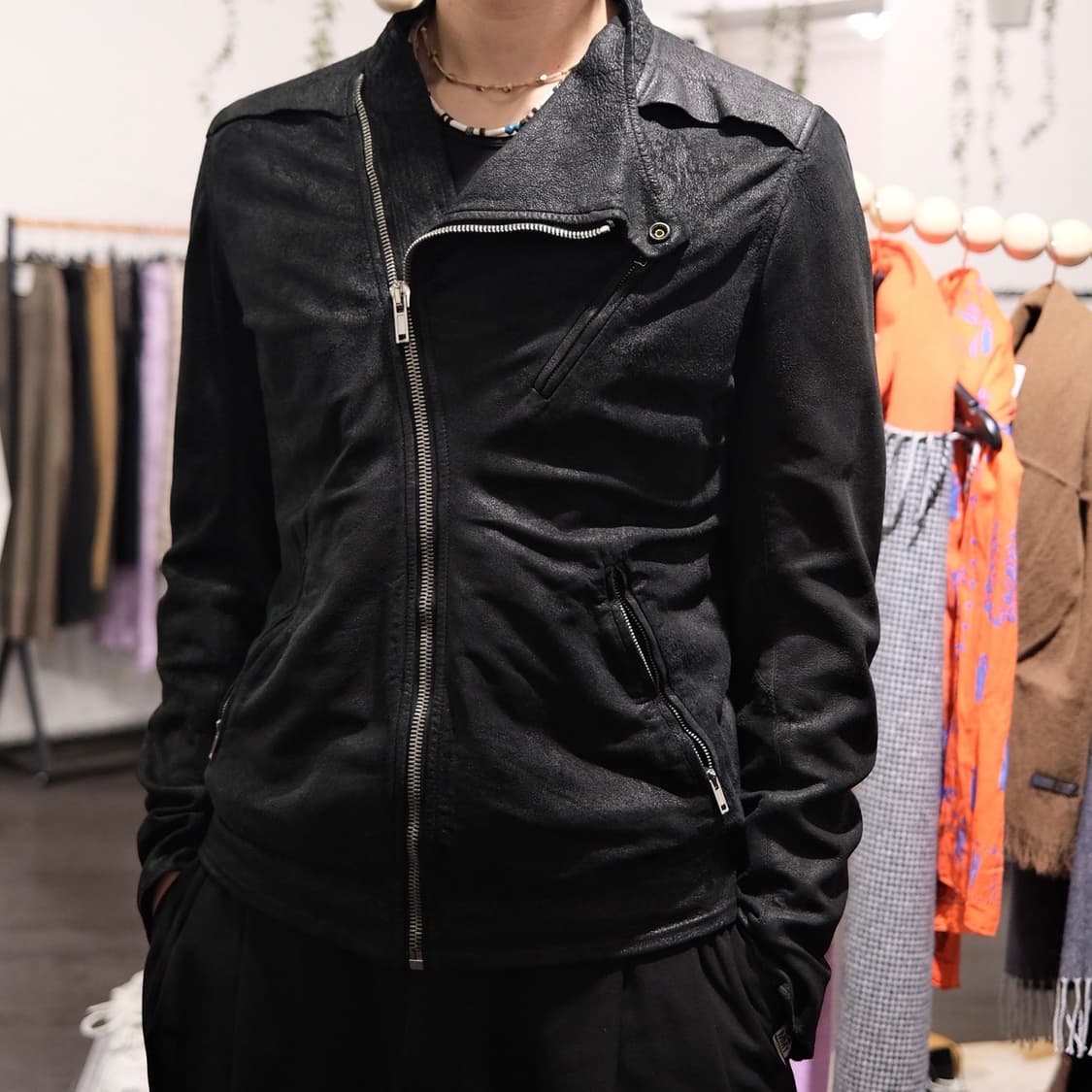 릭오웬스 사선 지퍼 레더 자켓 상품이미지5