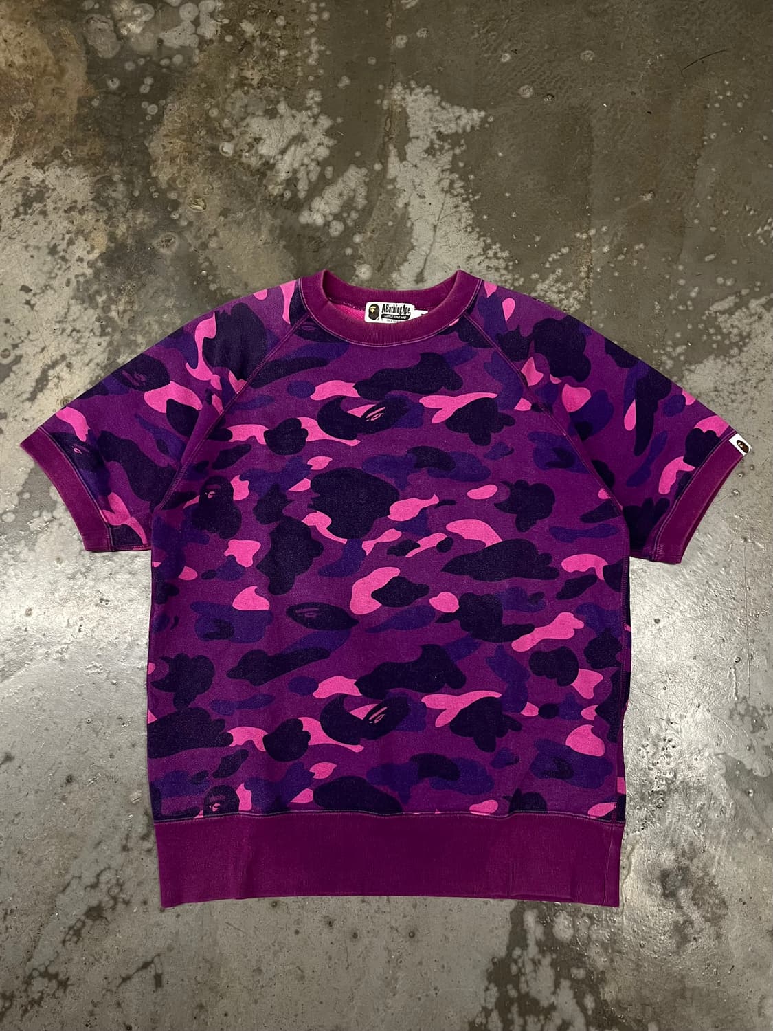 베이프 반팔맨투맨 퍼플카모 M 상품이미지1