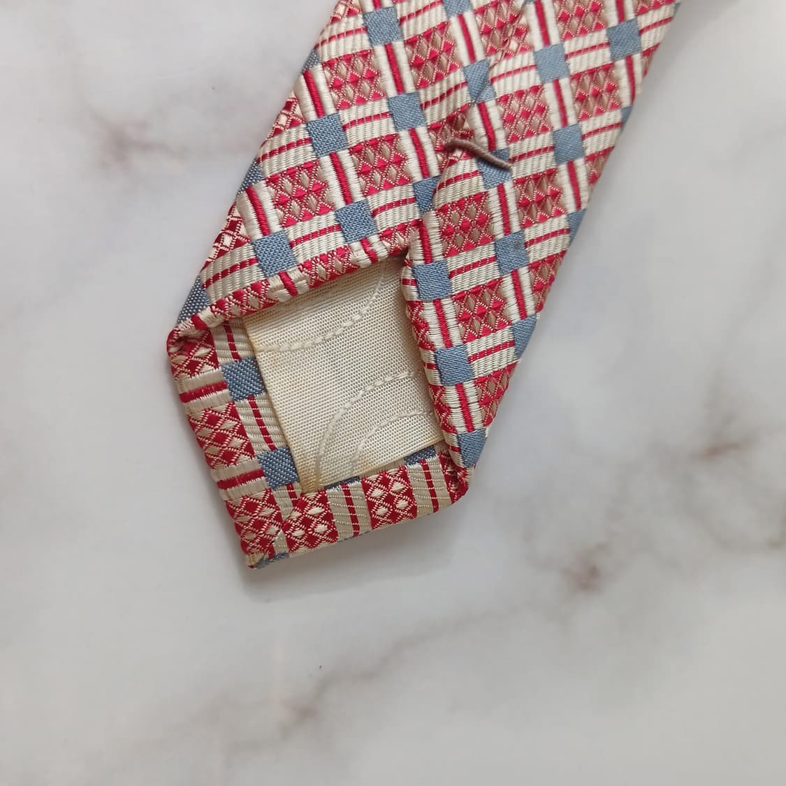 크리스찬 디올 실크 레드 체크 패턴 넥타이 9.2cm B등급 A18830 상품이미지8