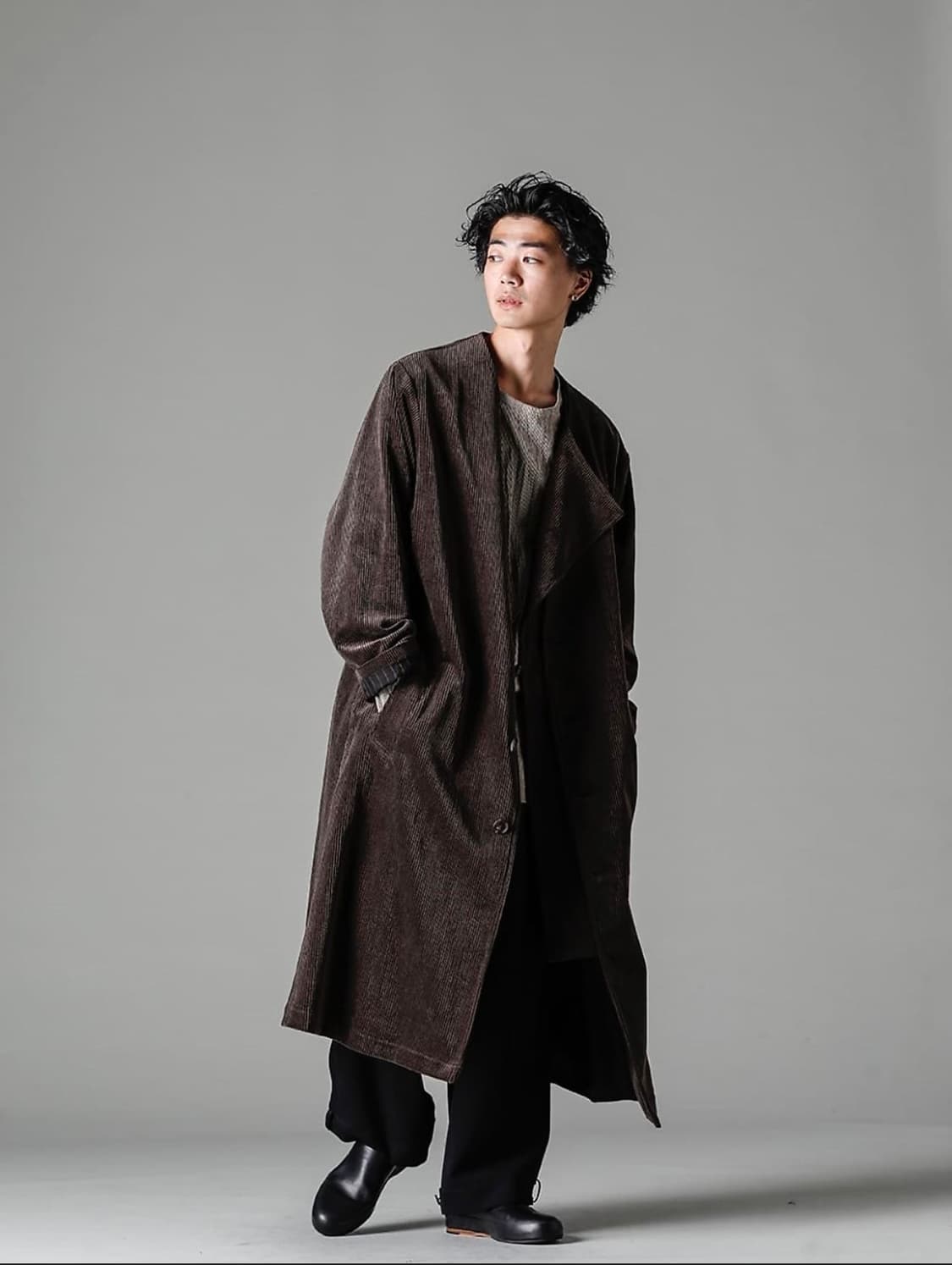 요지 야마모토 뿌르옴므 22aw 아방가르드 코듀로이 이중 코트 상품이미지4