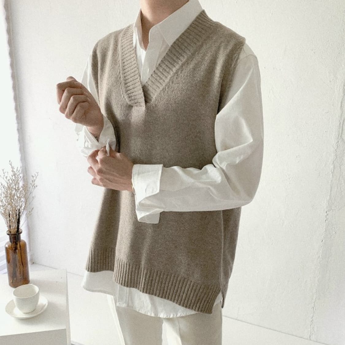 울 니트 베스트 오트밀 os 상품이미지9