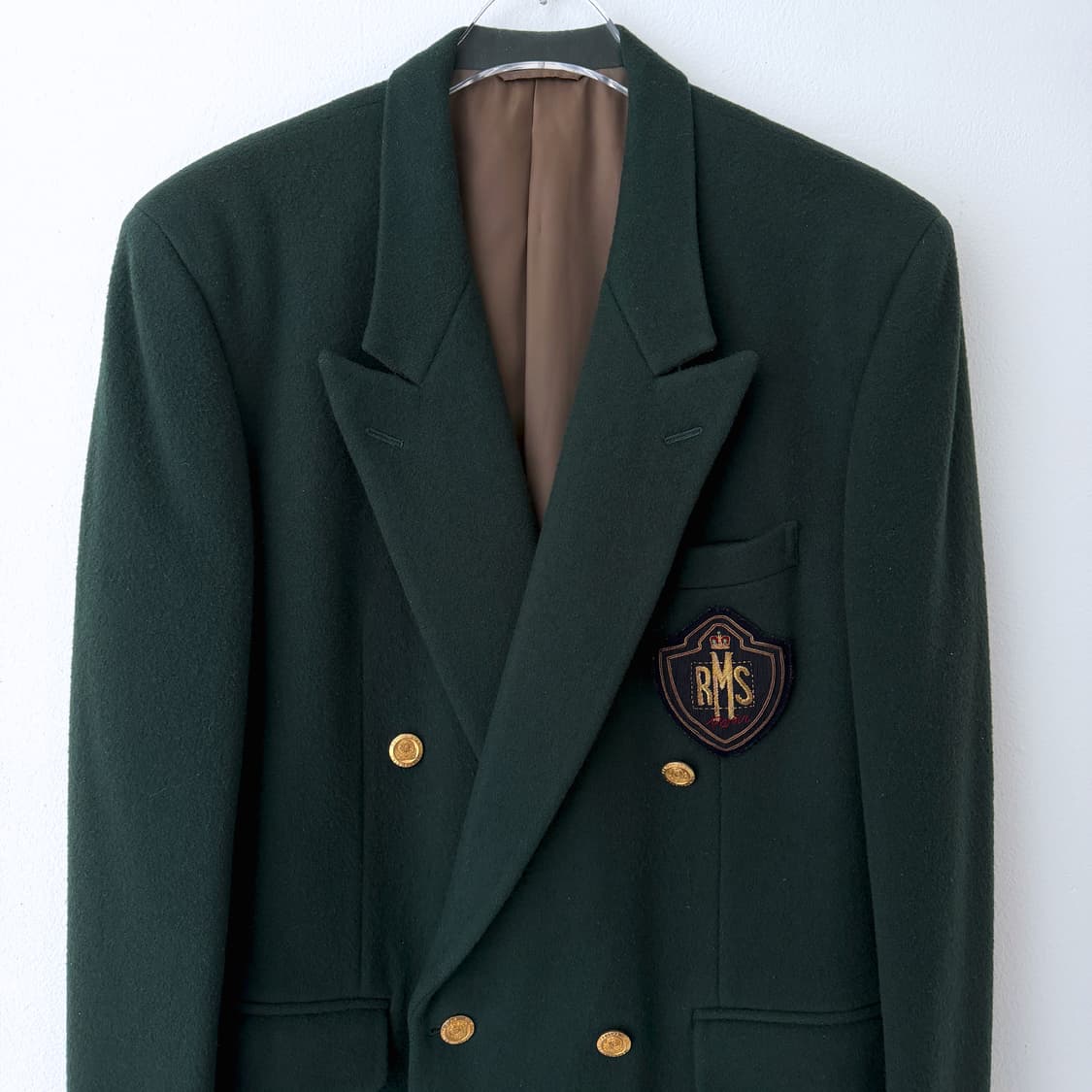 빈티지 아이비 스쿨룩 엠블럼 와펜 골드버튼 더블 자켓 상품이미지2