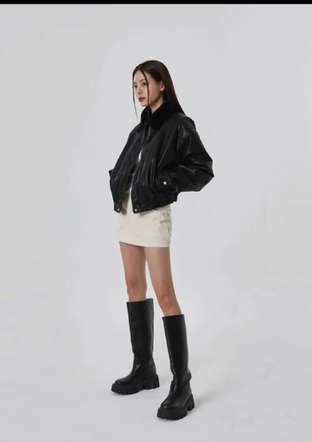 블랙업 퍼 레더자켓 블루종  상품이미지2