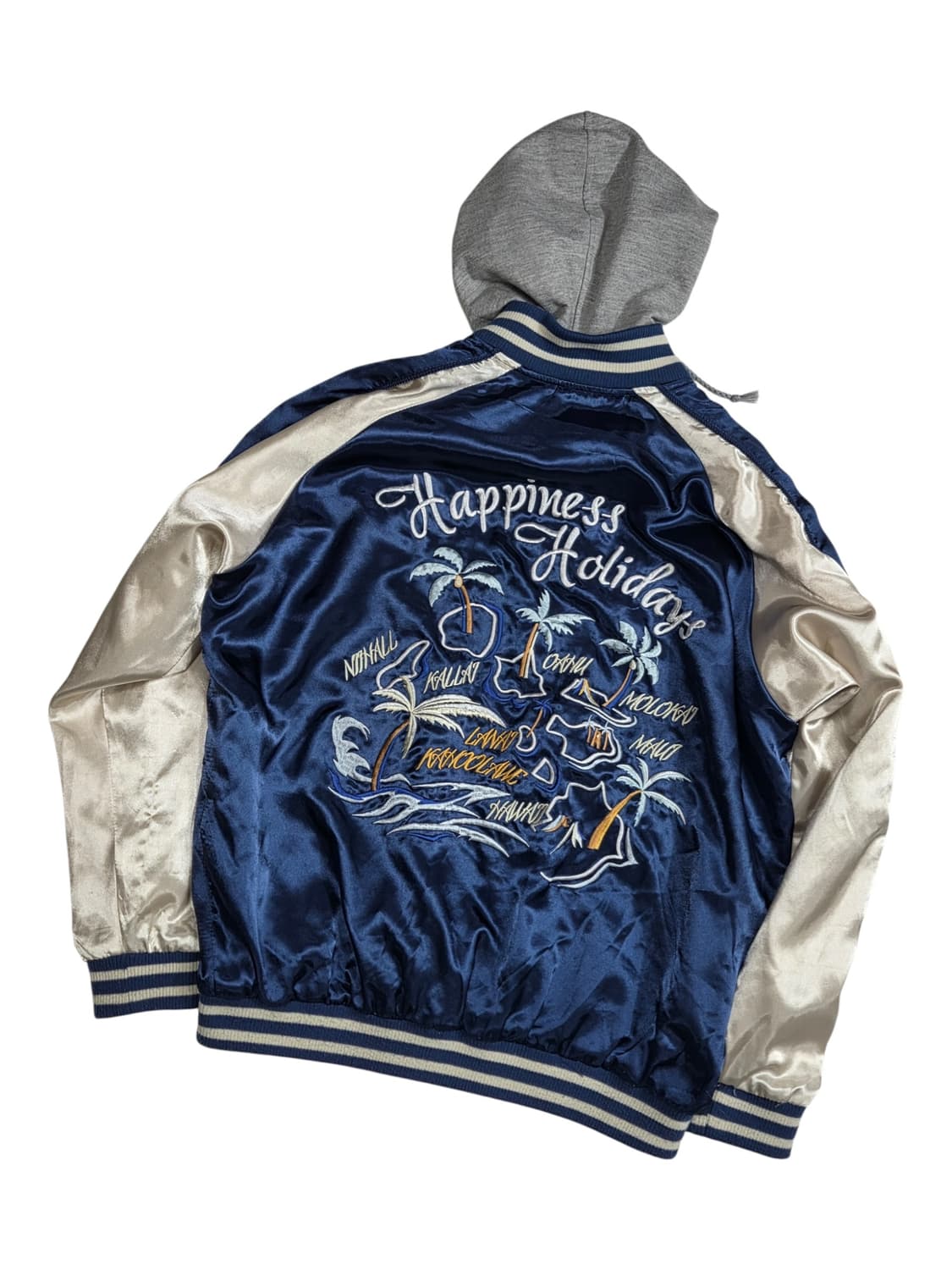 AVAIL MODE 블루 실키 봄버 블루종 스카쟌 후드 탈부착 M 상품이미지2