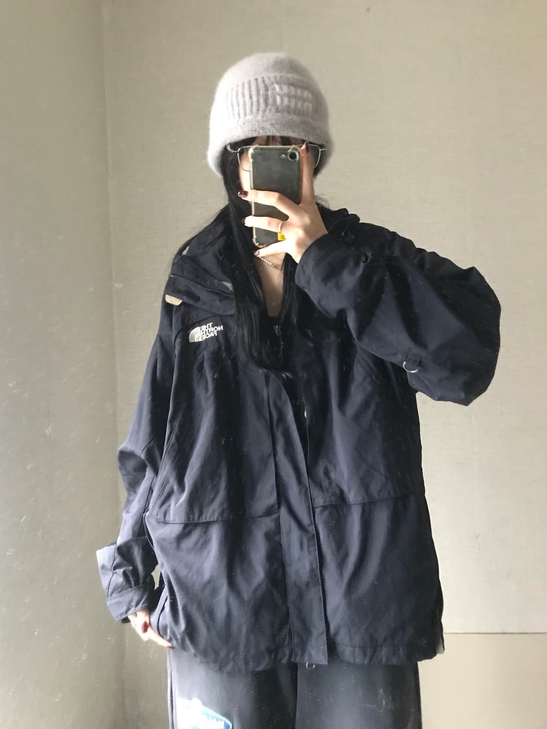 노페 블랙 오버핏 바람막이 상품이미지1