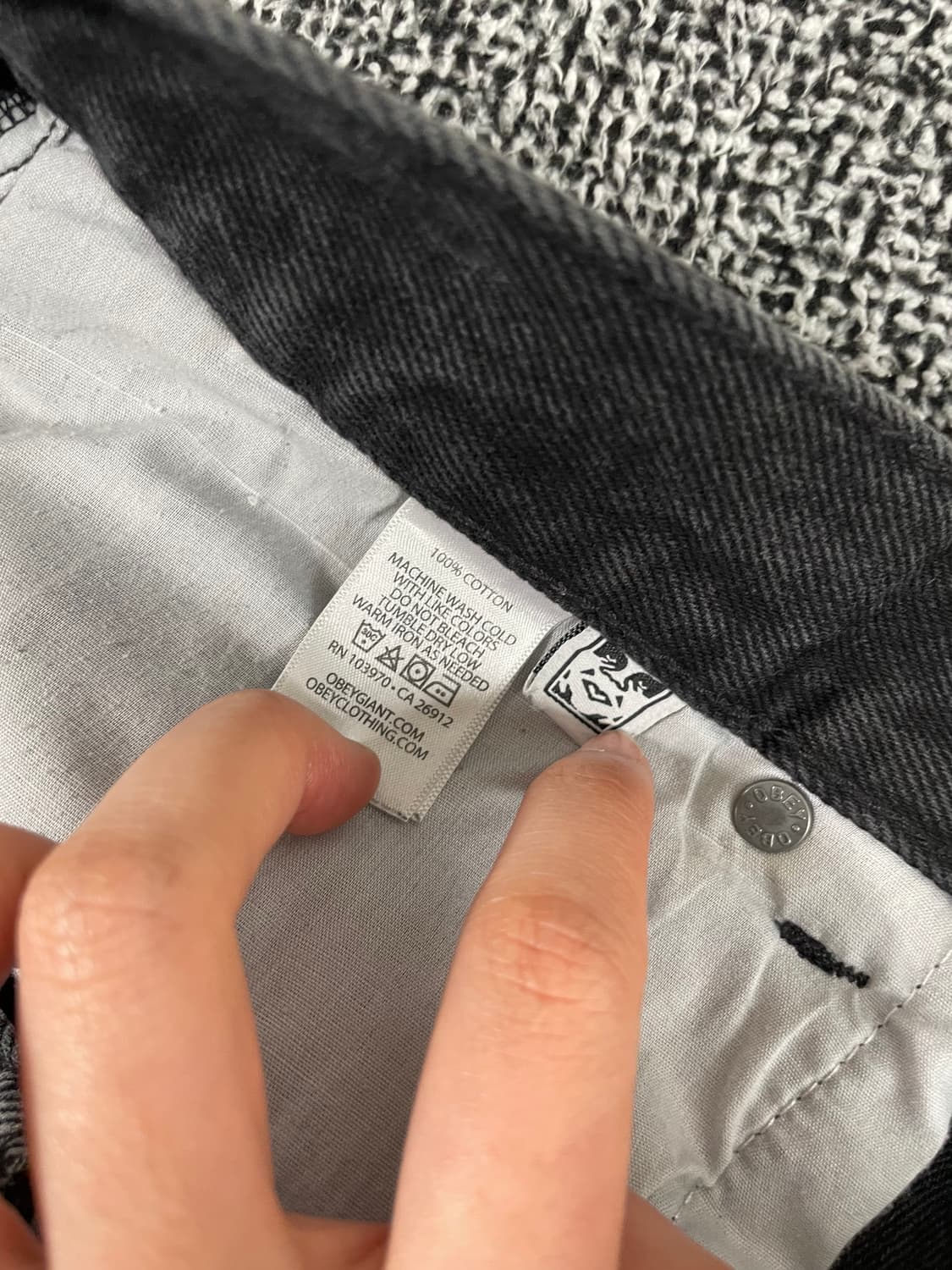 빈티지9. 오베이 Obey 하드워크 드림 데님 팬츠 흑청 청바지 프린팅 상품이미지4