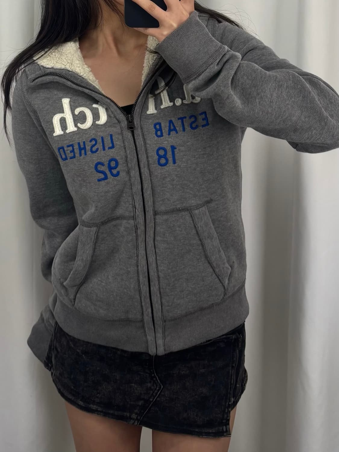 아베크롬비 그레이 양털 후드집업 상품이미지2