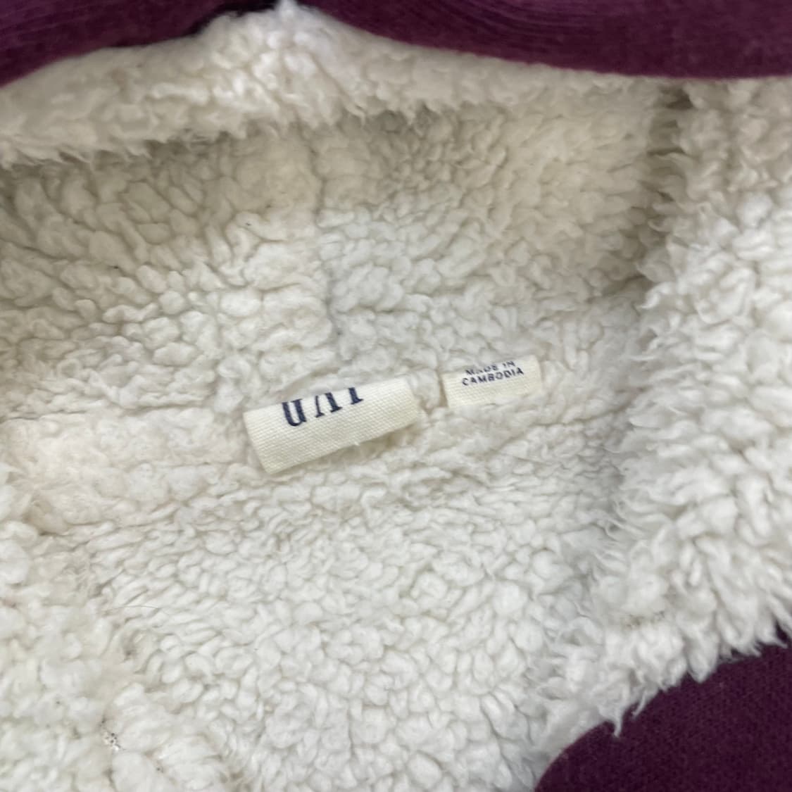 갭 Gap 스펠 로고 양털 후드집업 버건디 상품이미지4