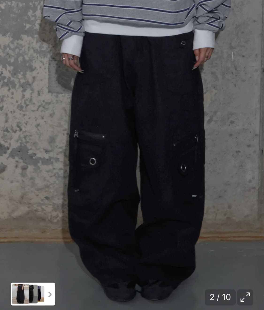 크로스 포켓 카고 팬츠 블랙 상품이미지2