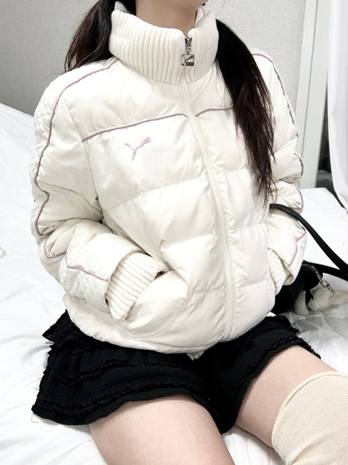 퓨마 핑크자수 크림패딩 상품이미지5