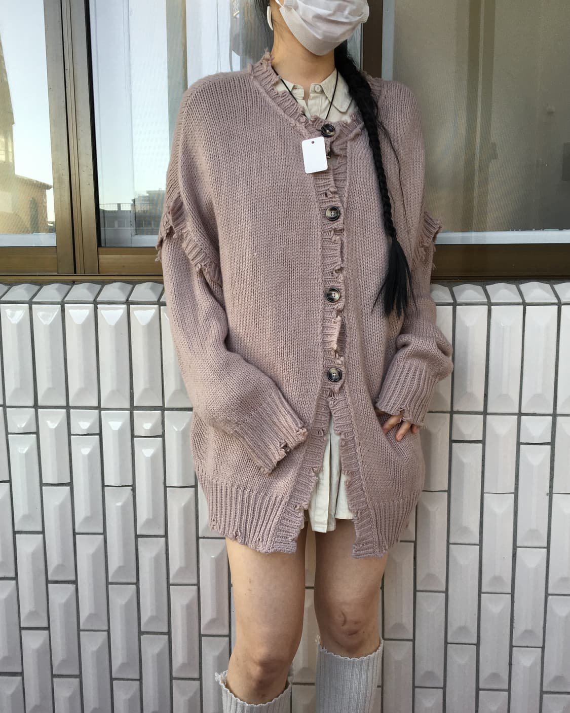 Damage point knit cardigan 상품이미지1