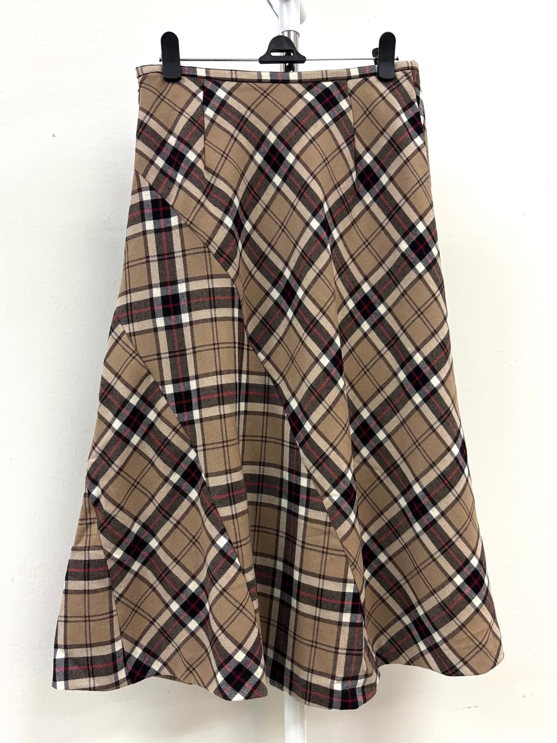 빈티지 베이지 체크 울 스커트 상품이미지6
