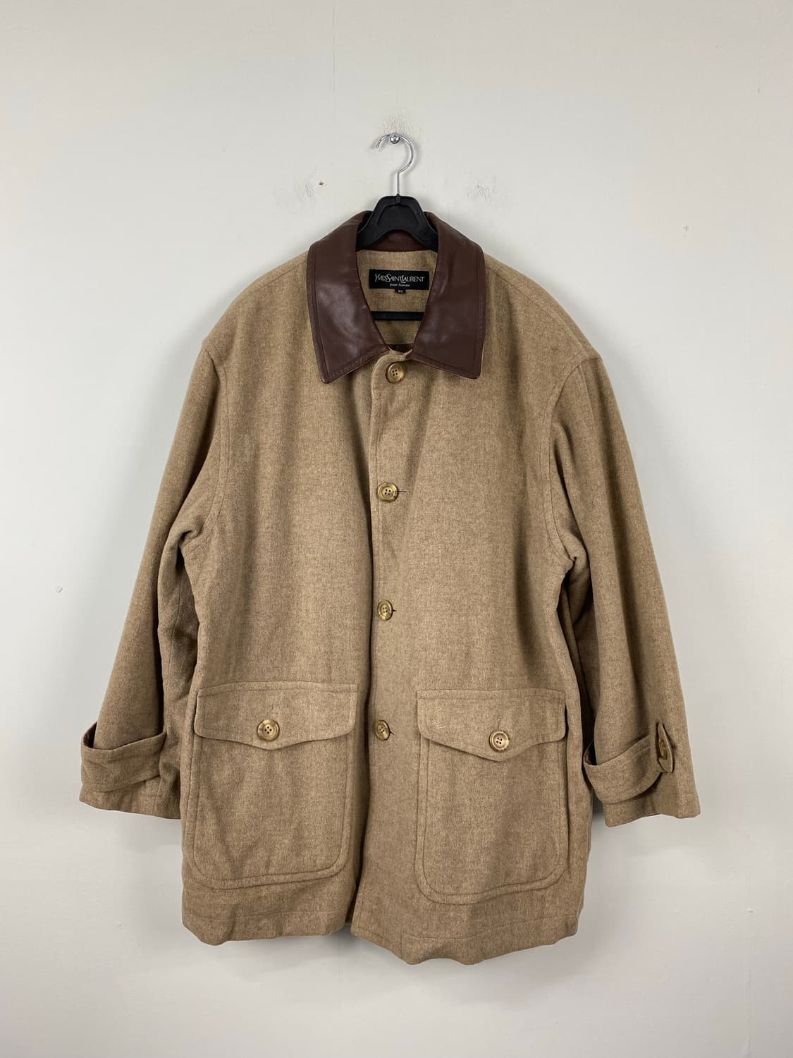 입생로랑 YSL 90s 레더 카라넥 코트 M 상품이미지1