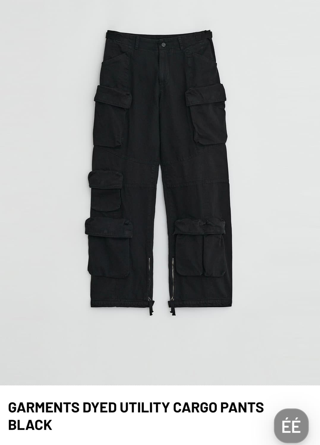EE GARMENTS DYED UTILITY CARGO PANTS BLA 상품이미지1