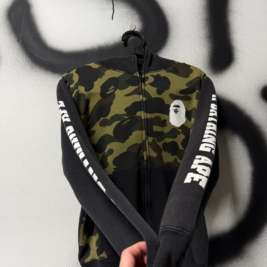 정품 베이프 1ST 카모 녹계 프린팅 디테일 풀 집업 후디 상품이미지4