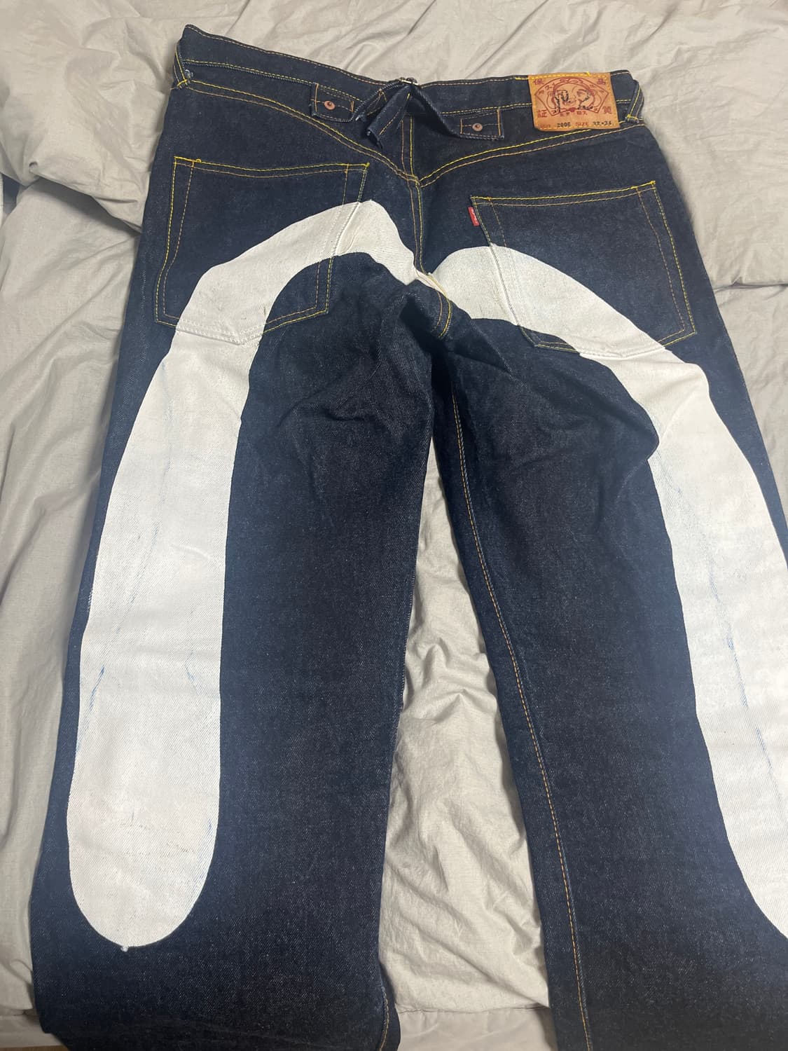 에비수 빅 다이콕 프린트 신치백 데님 팬츠 상품이미지1