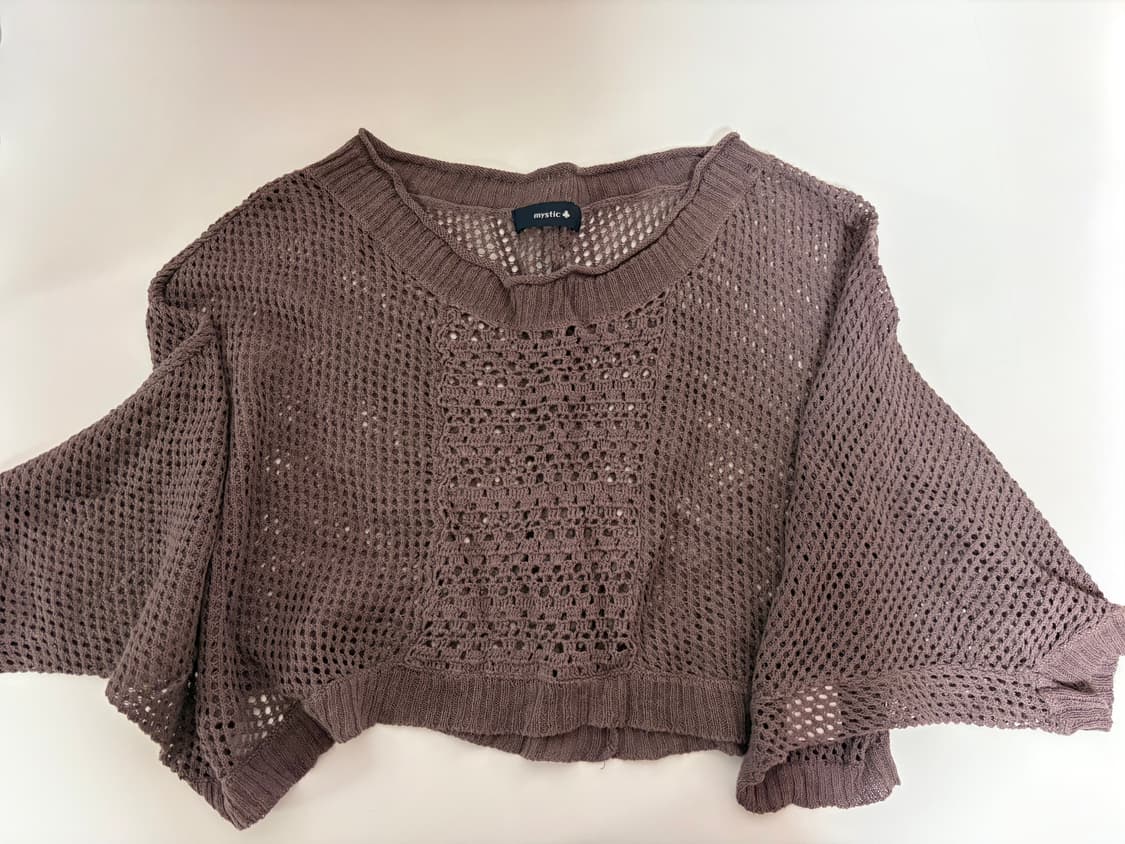 브라운 가오리핏 그물 니트 모리걸 상품이미지1