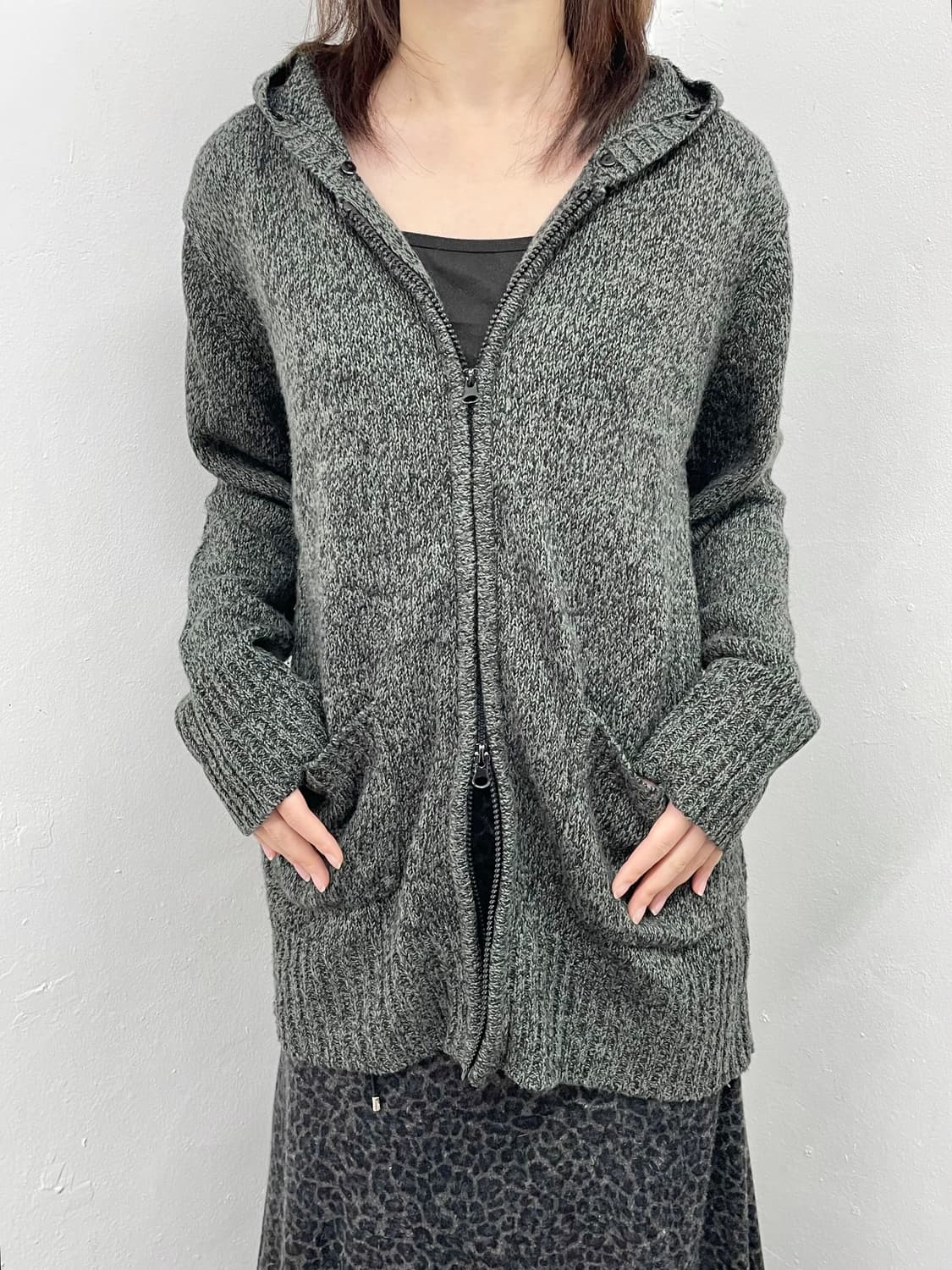 차콜 투웨이 니트 집업 상품이미지2