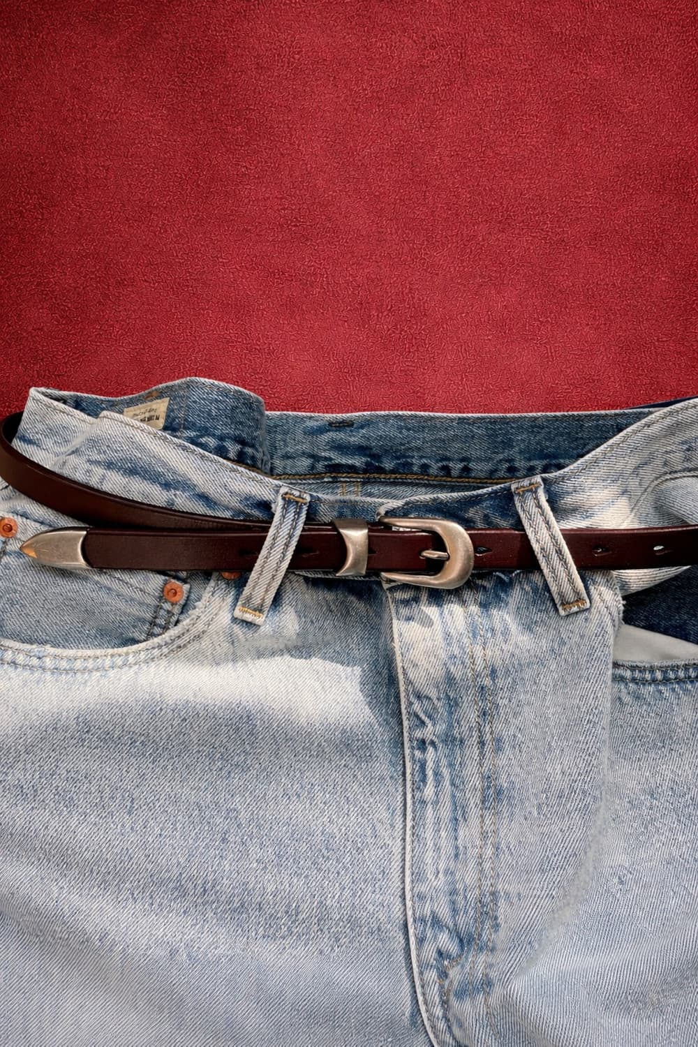 러스틱 버건디 슬림 가죽벨트 상품이미지1