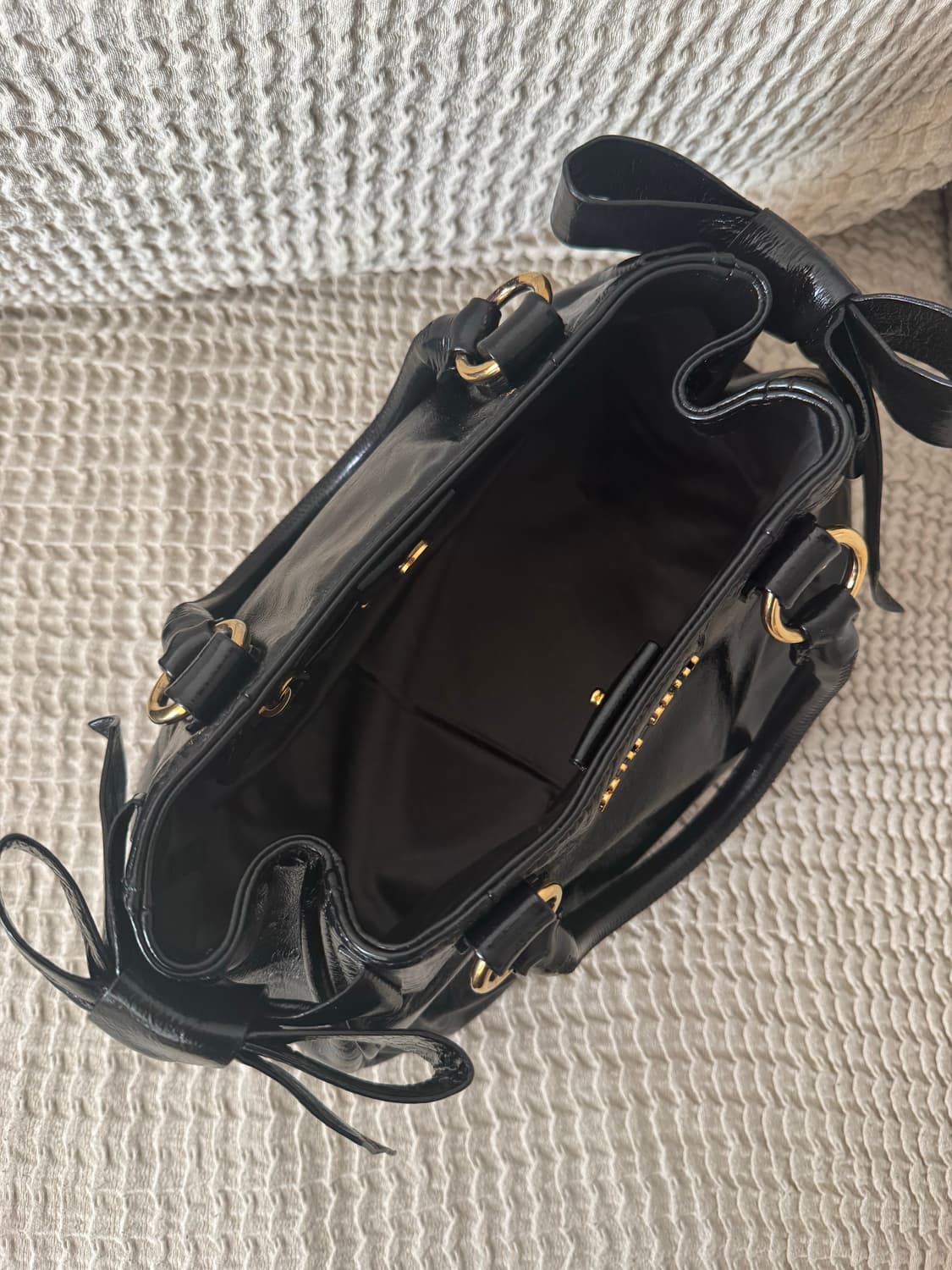 미우미우 비텔로럭스 보우 미니스몰 사첼백 토트백 상품이미지7