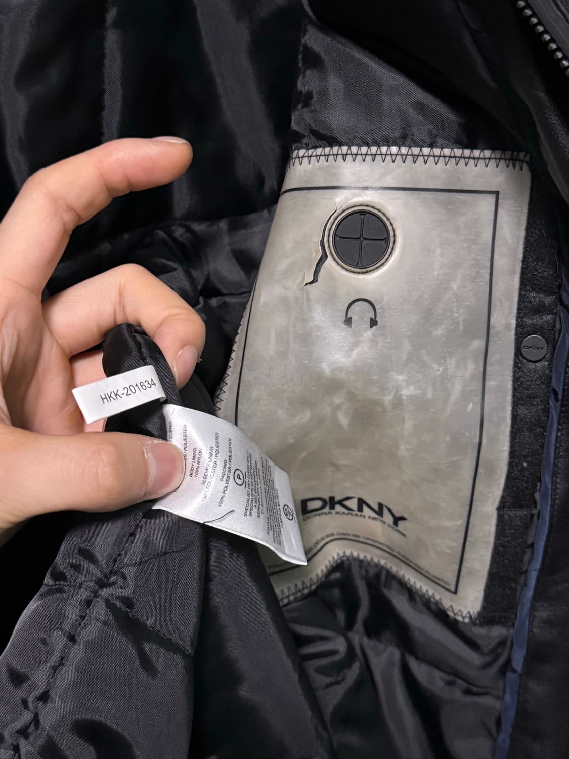 DKNY 도나카란 양가죽 레더 나일론 패디드 점퍼 바시티 봄버 라이더 상품이미지8