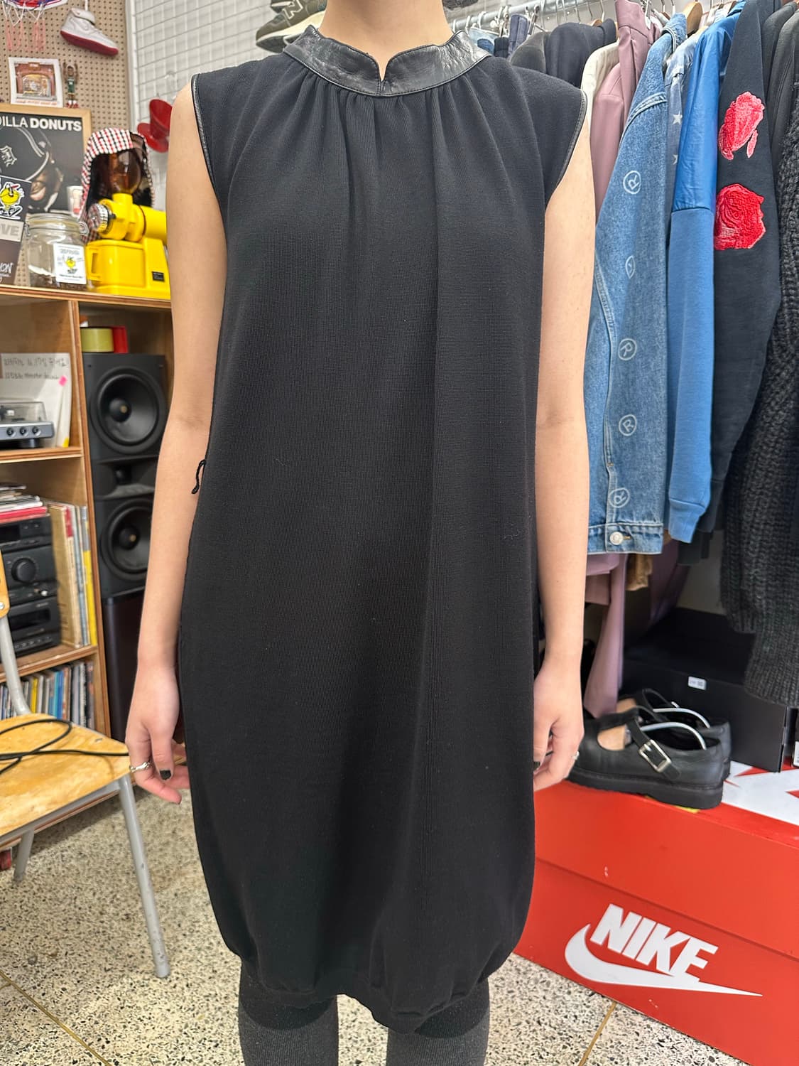 입생로랑 레더 믹스 울 니트 원피스 상품이미지9