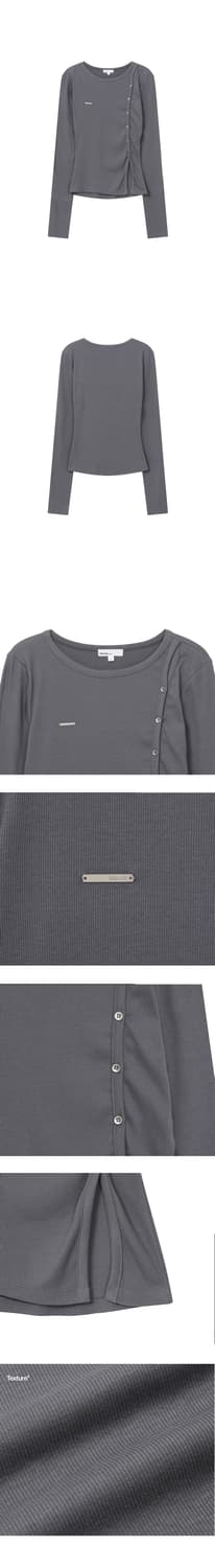 Unbalanced button long sleeves CHARCOAL 상품이미지5