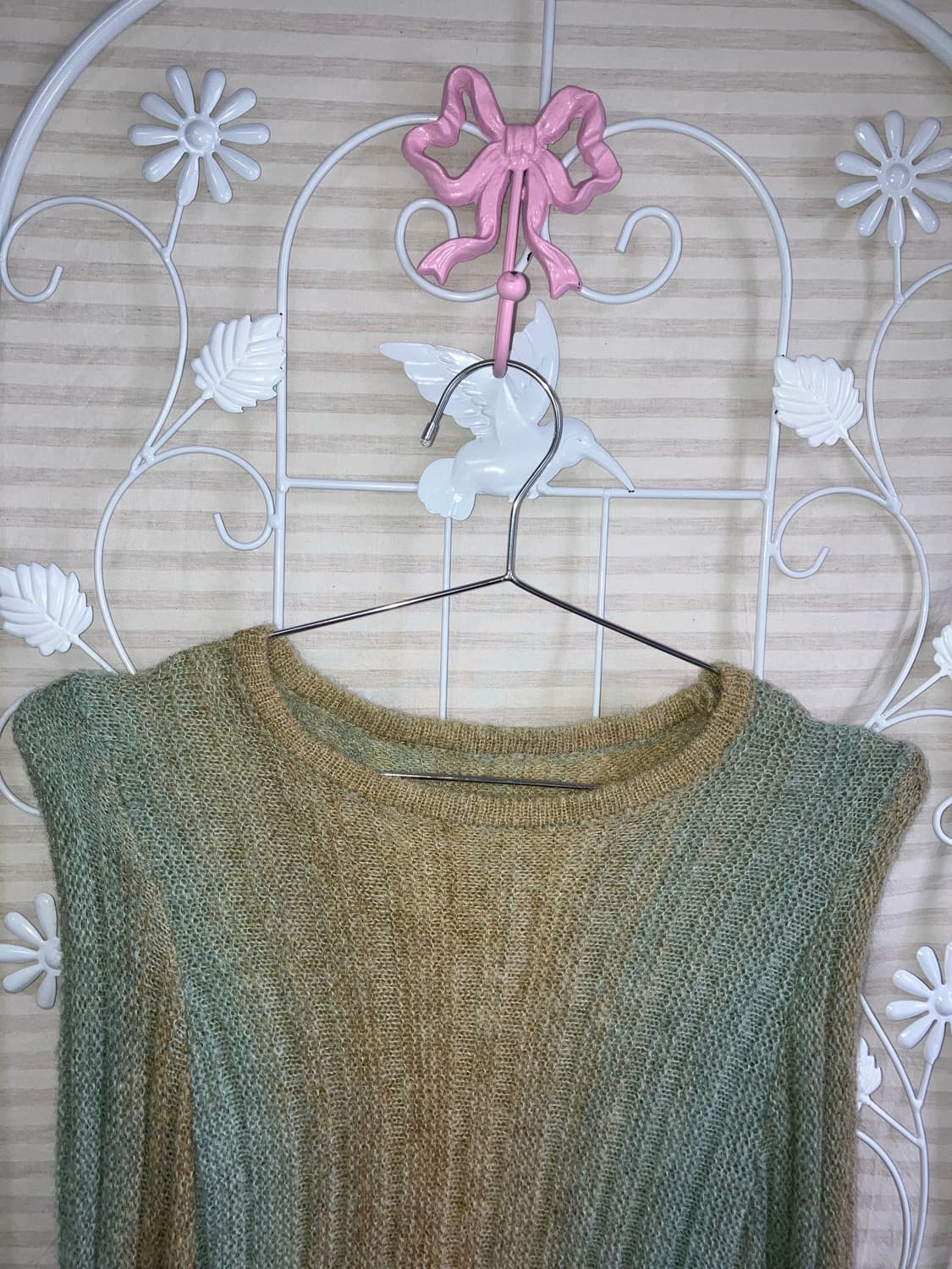 빈티지 베이지 민트 그라데이션 니트 y2k 스트릿 갸루 펑키471 상품이미지3