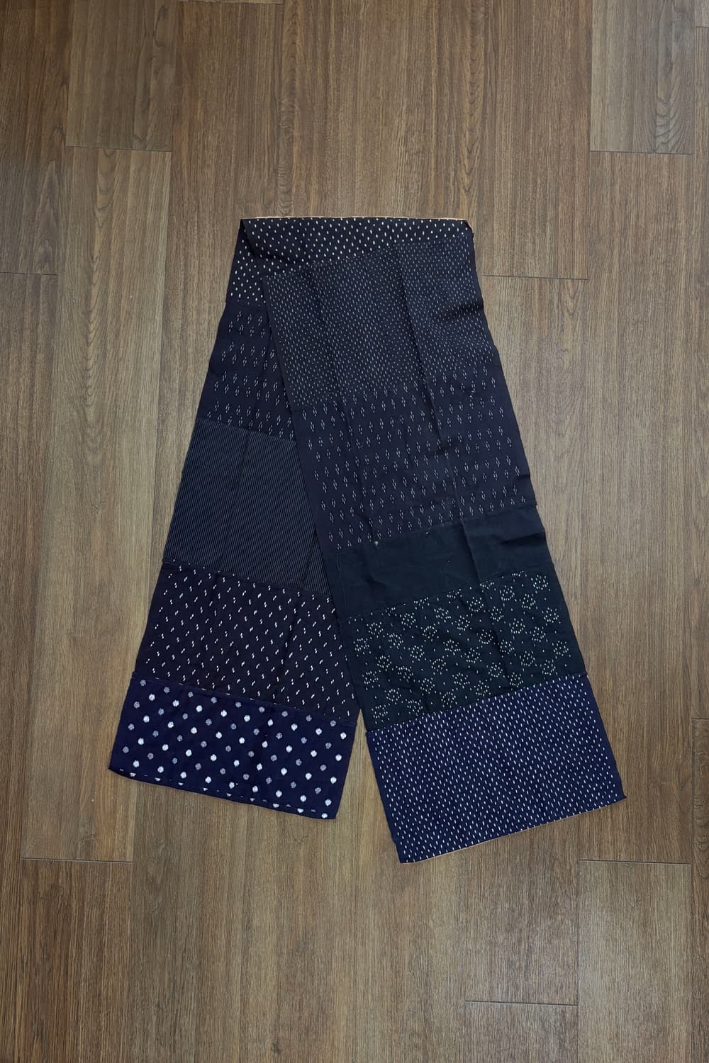 Black Sashiko Pattern Mixed Cotton Scarf 상품이미지2