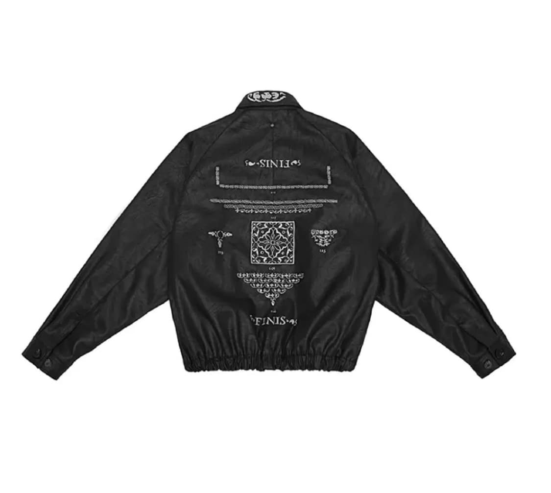 604service 엠브로이더드 레더자켓 블랙 EMBROIDERED 상품이미지1