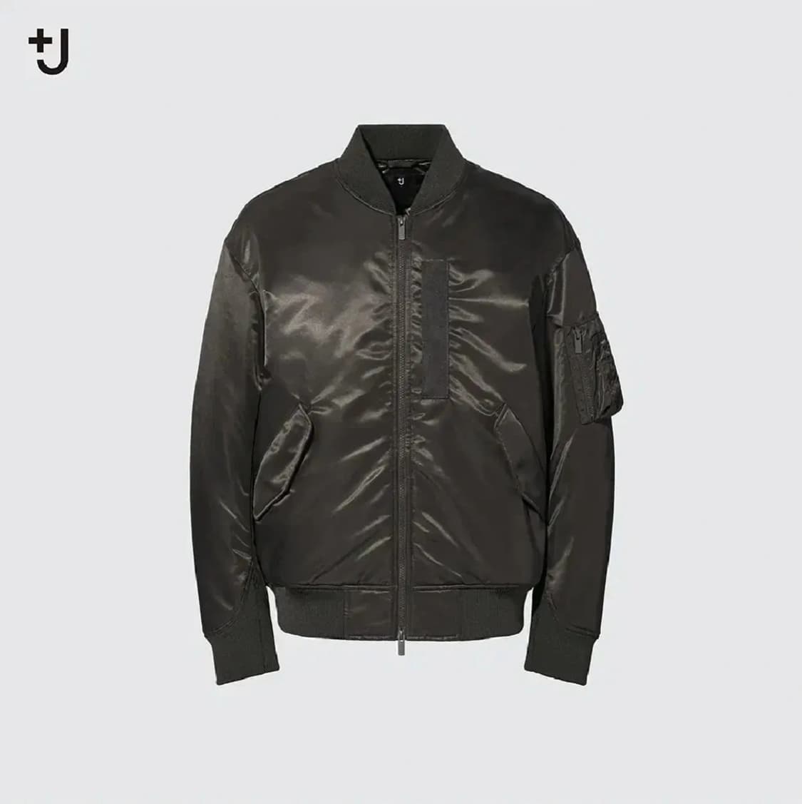 유니클로 +j  하이브이드다운 오버사이즈 MA-1 블루종 그레이 상품이미지1