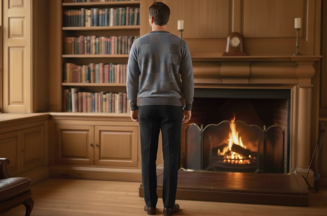 Clan Douglas 스코틀랜드산 캐시미어 95% 블록체크 니트 상품이미지2