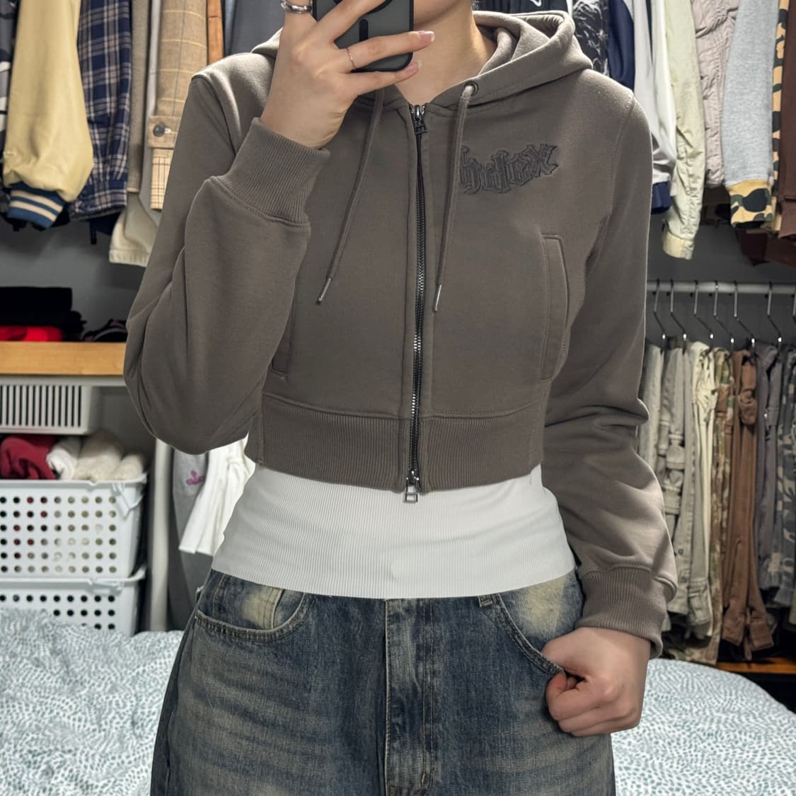 HDEX 에이치덱스 크롭 후디 집업 상품이미지1