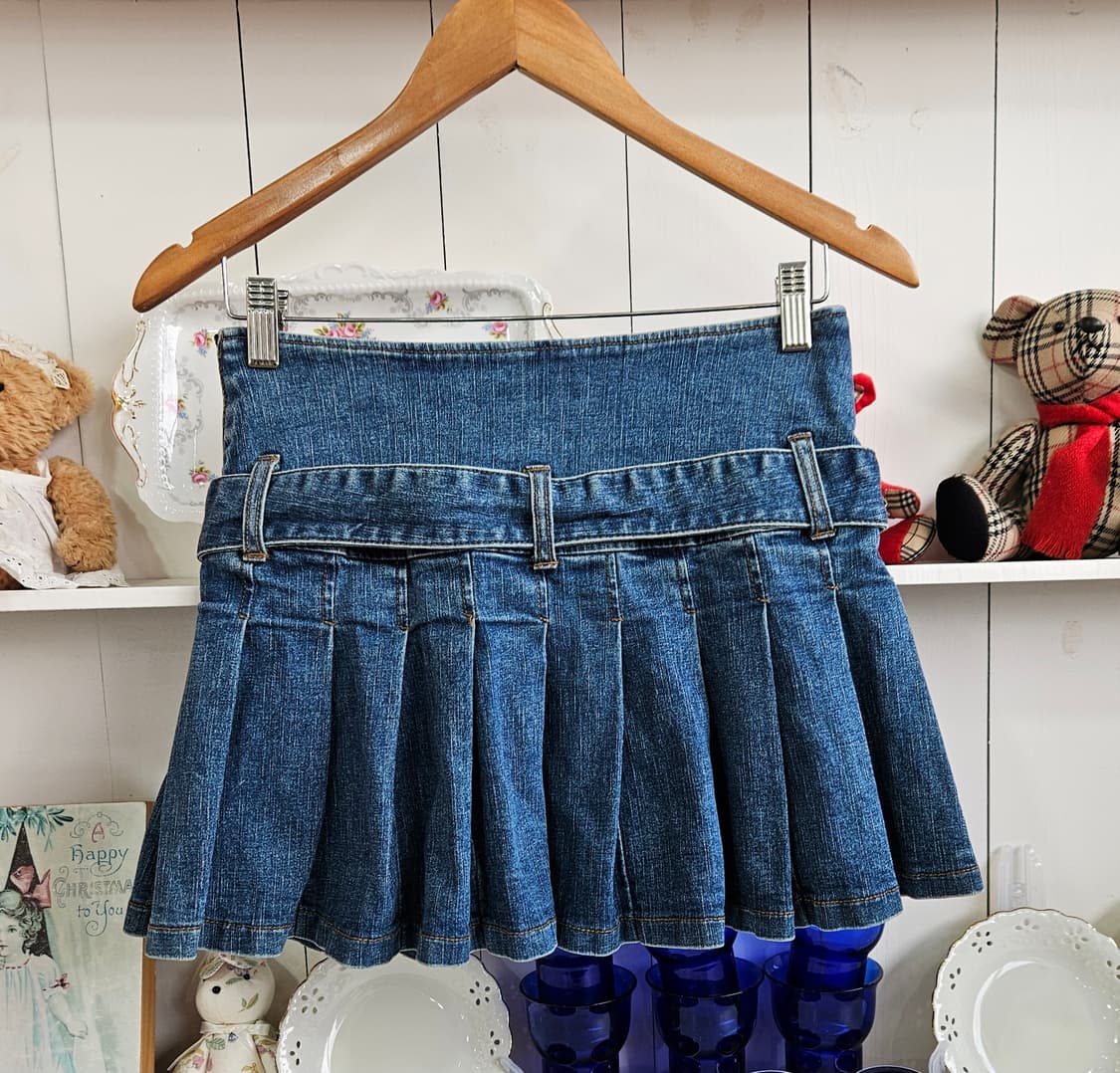 데님 벨트 플리츠 미니스커트 상품이미지5