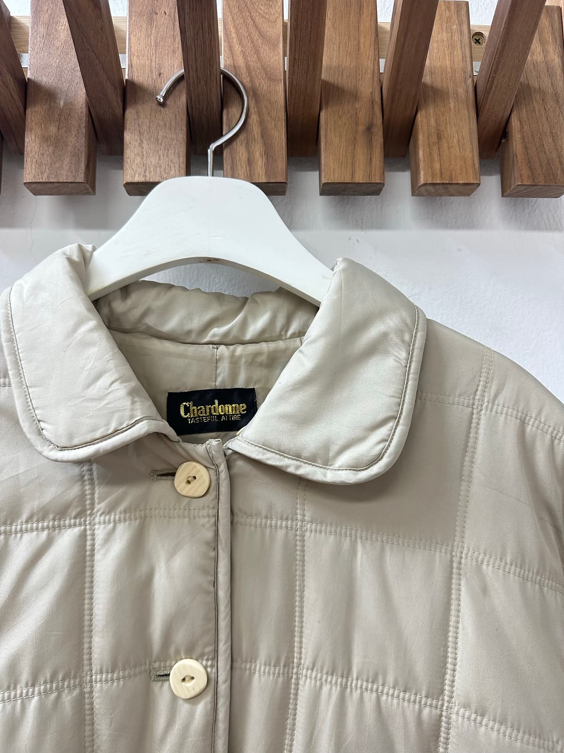 일본빈티지 둥근카라 퀼팅 미니멀 라운드카라 포켓 패딩 자켓 상품이미지2