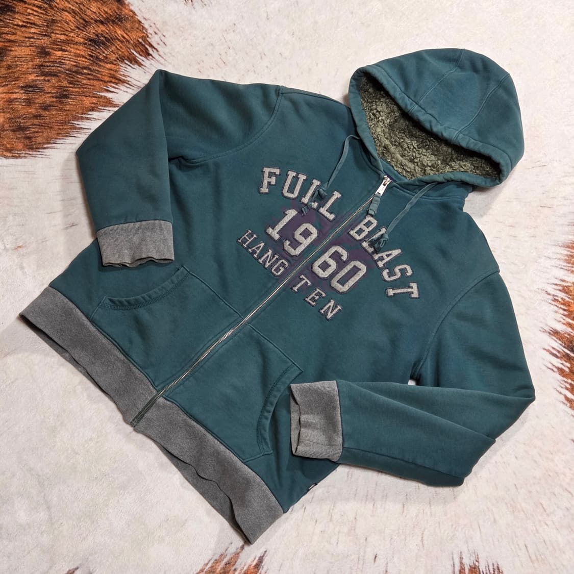 행텐 다크 그린 쉐르파 후드집업 상품이미지1