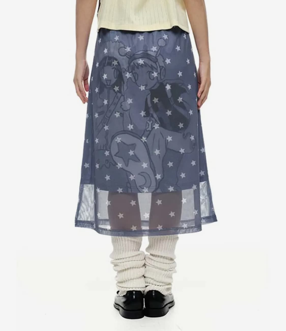 YB x Oliwa Star Print Mesh Graphic Skirt 상품이미지1