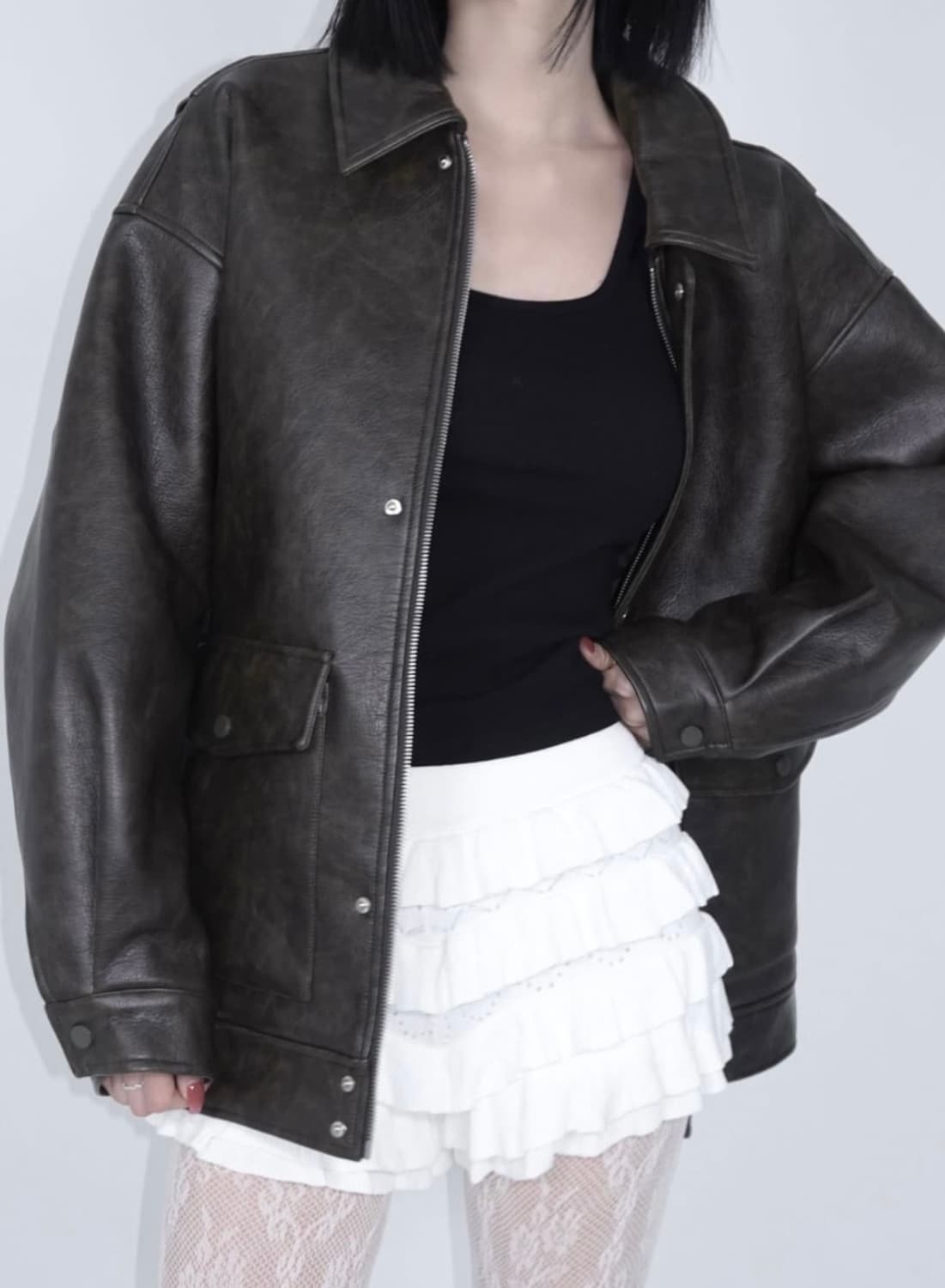 페일제이드 패디드 오버핏 레더자켓 상품이미지2