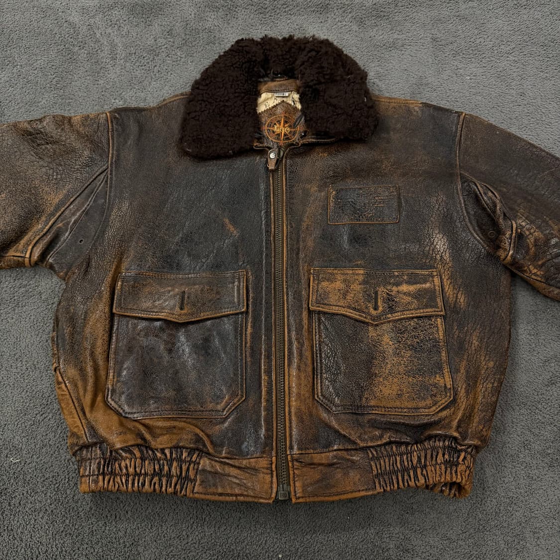 [ 정품/L ] Lee 리 쌍방울 빈티지 G1 레더 가죽 봄버자켓 상품이미지3