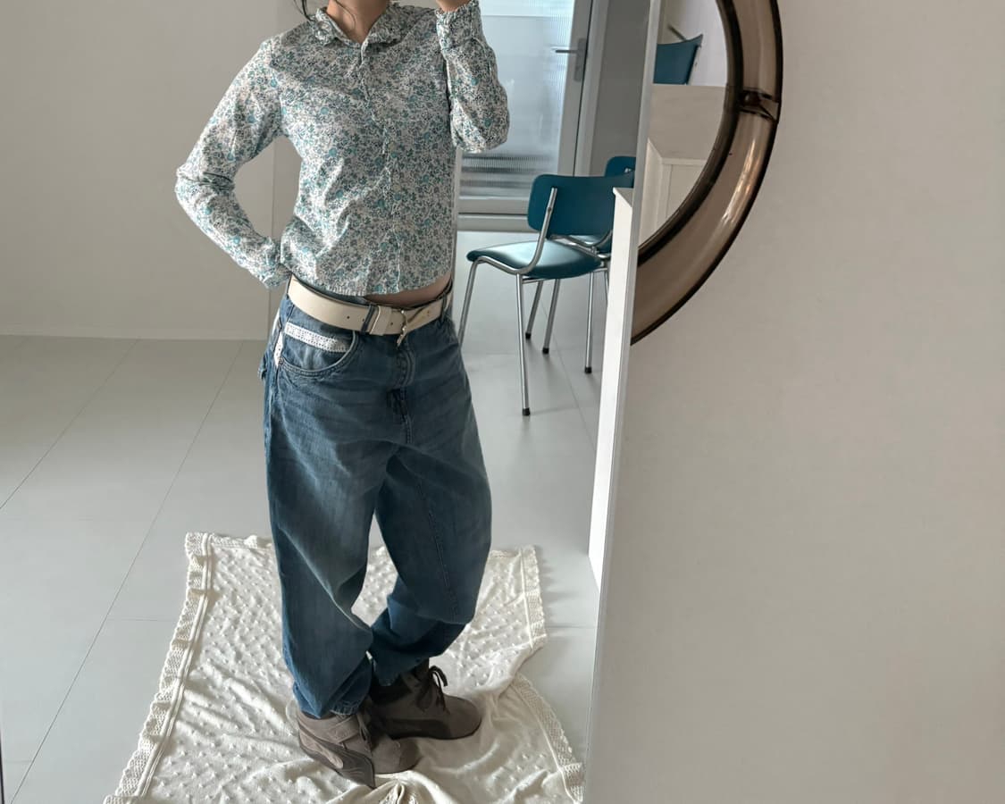 lace baggy denim pants 상품이미지3