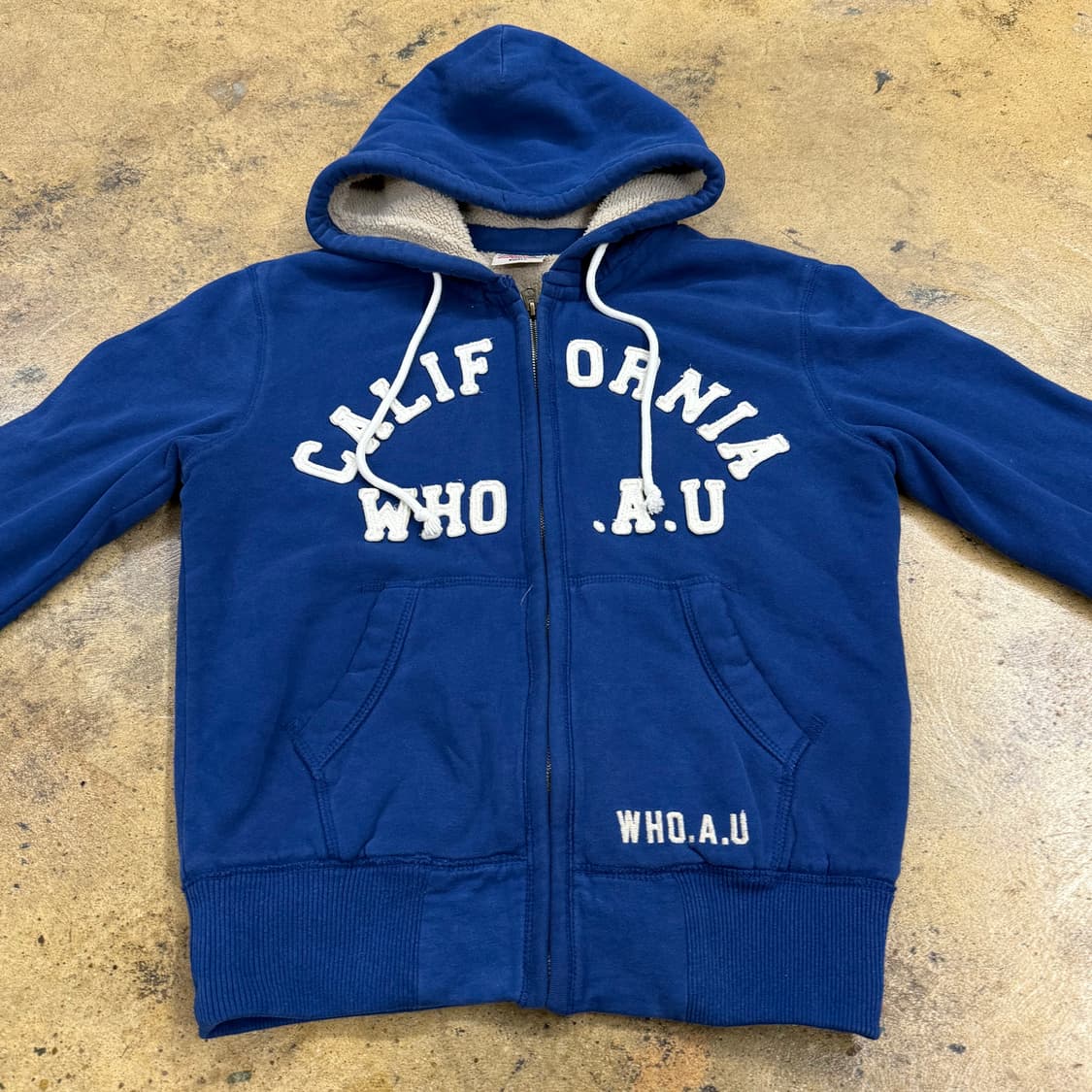 후아유 블루 양털 후드집업 상품이미지3