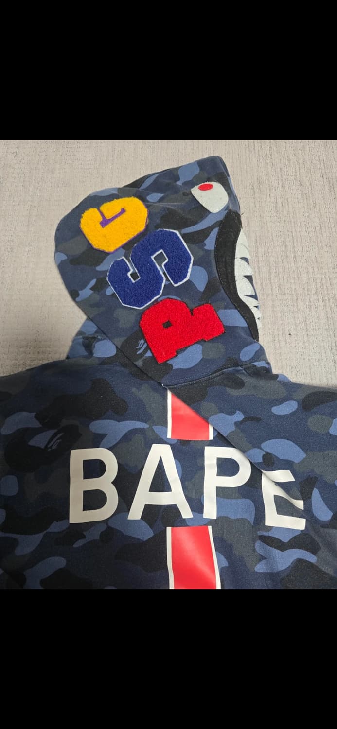 베이프 x PSG 샤크 후드집업 블루 카모 XXL 상품이미지4