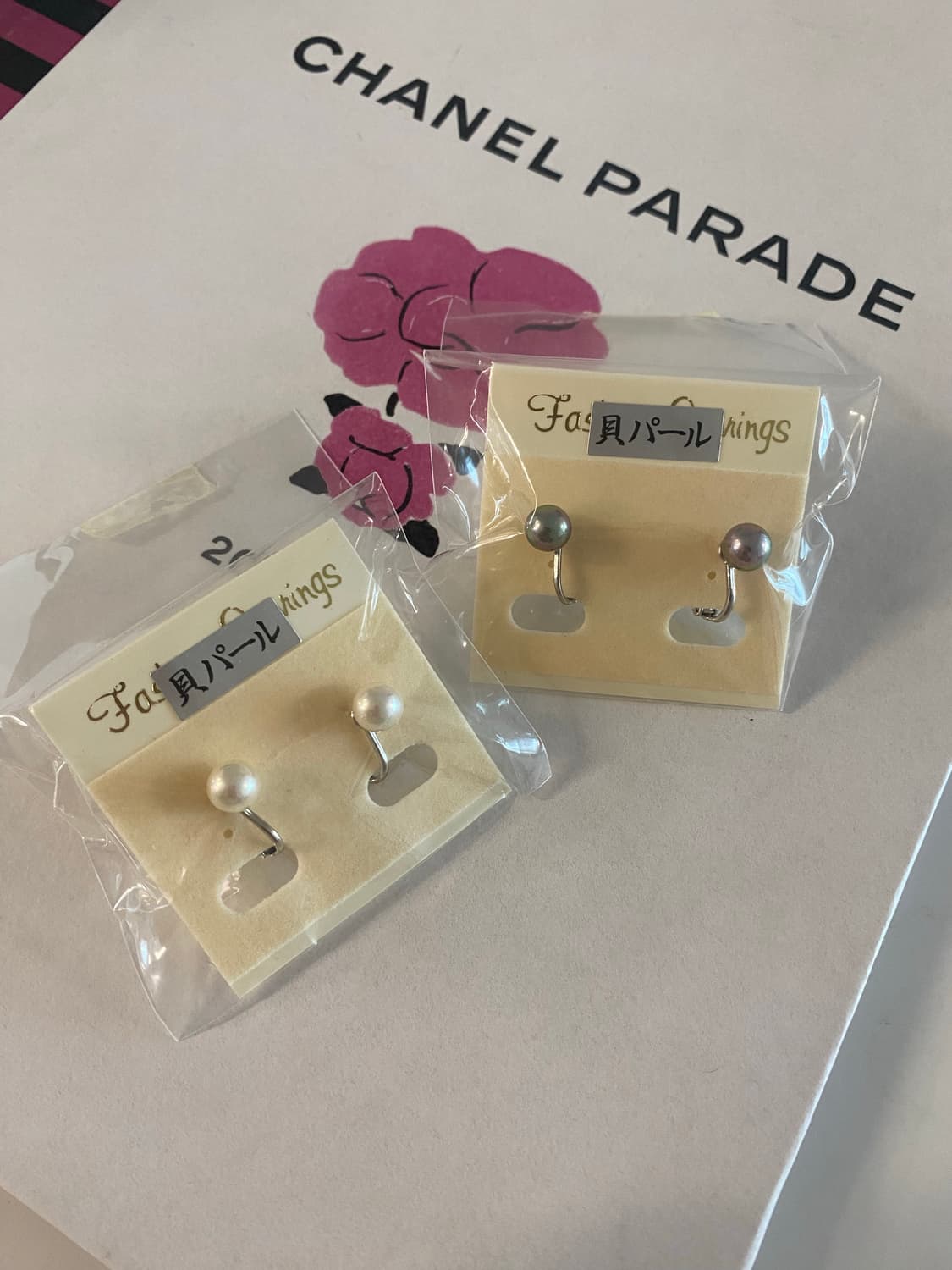 일본 쉘진주 클립 귀걸이 2 세트 상품이미지1