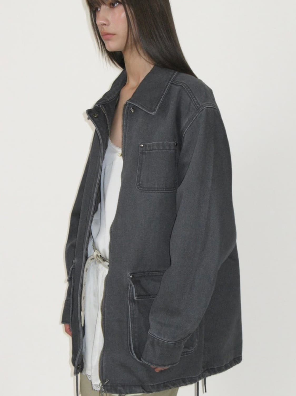 썬번프로젝트 오버사이즈드 워크 자켓 차콜 상품이미지1