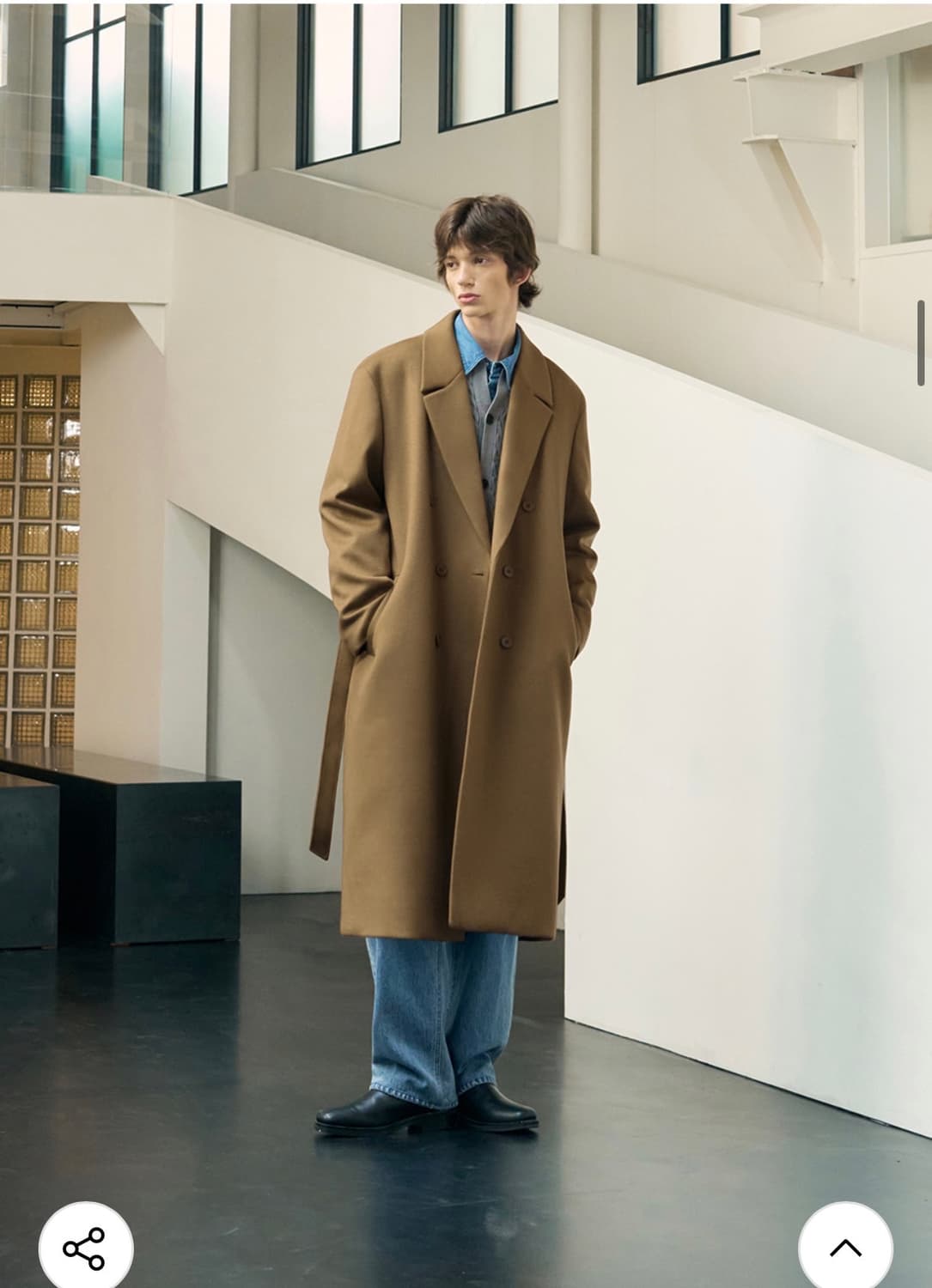 (M) 드로우핏 프리미어 퓨어 캐시미어 로브 더블 코트 [BEIGE] 상품이미지6