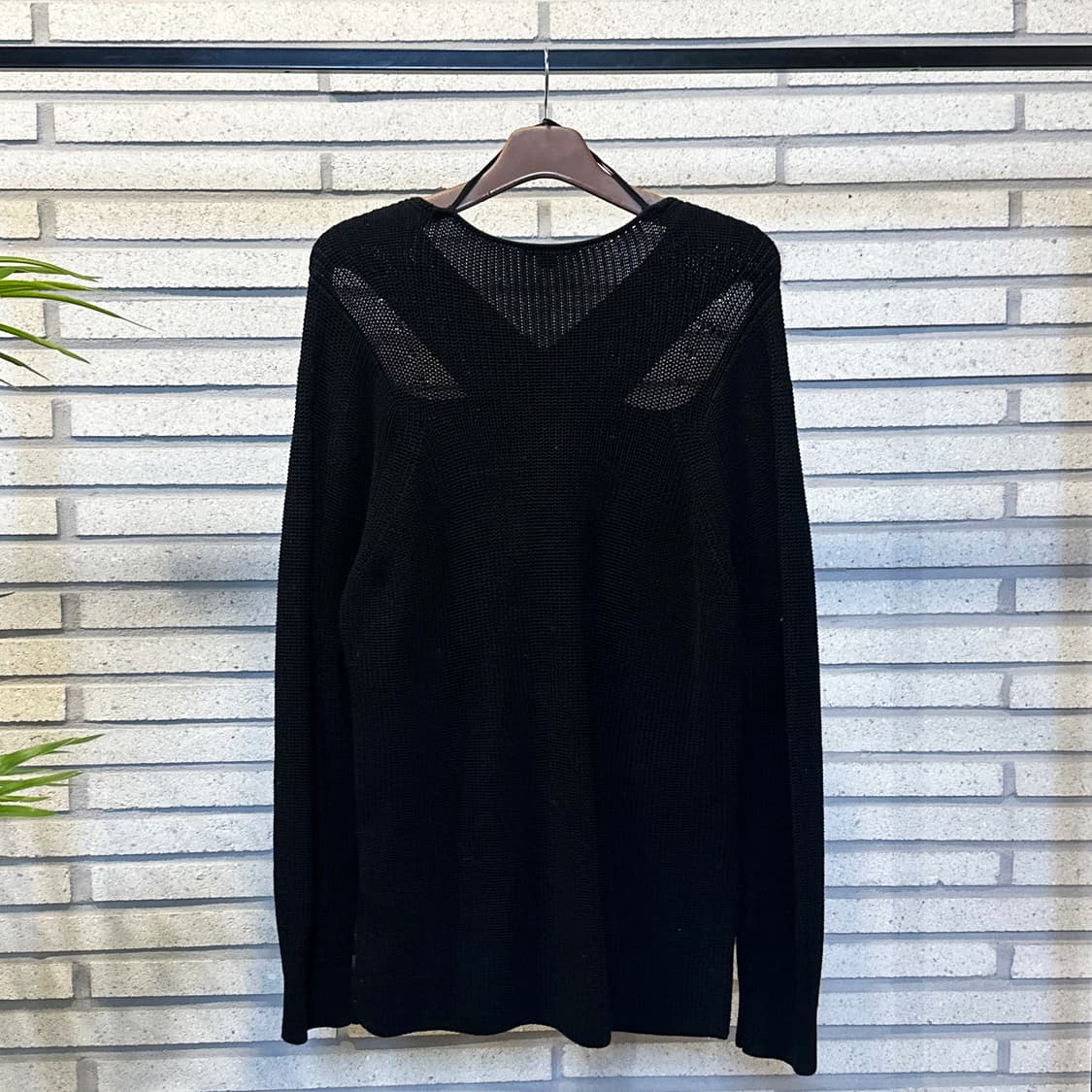 COS 코스 크로스넥 골지 롱 니트탑 매쉬 디테일 블랙 상품이미지3