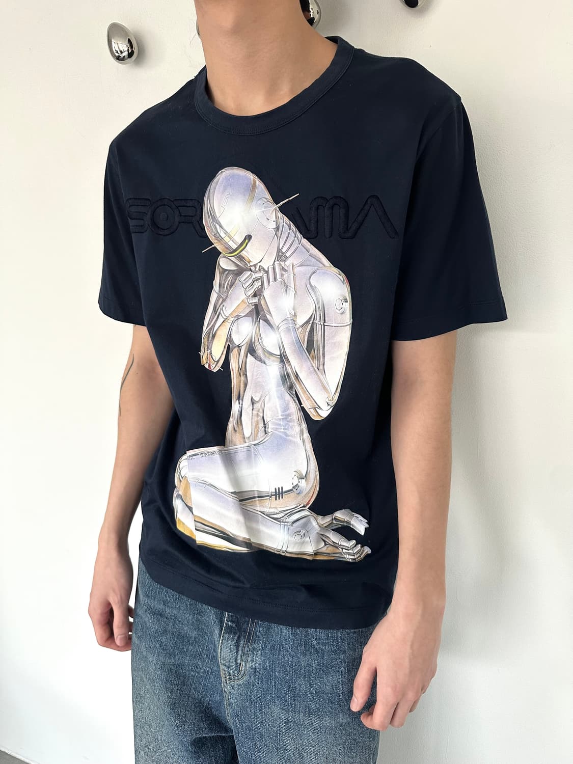 준지 x 소라야마 네이비 그래픽 반팔 티셔츠 상품이미지2